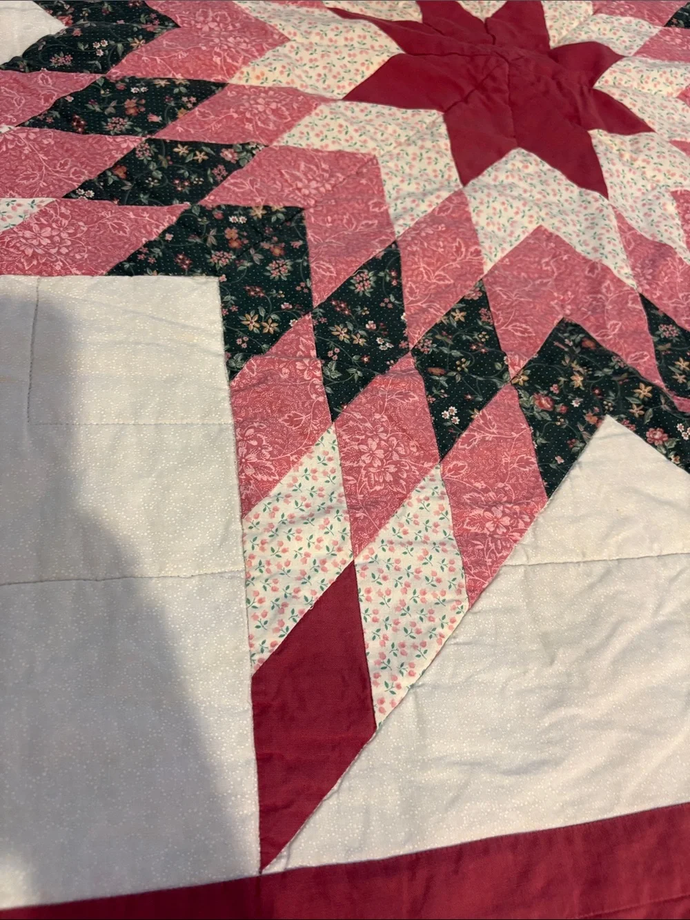 Hand Crafted pink Star Patchwork Quilt Square